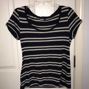 navy blue & gray striped shirt